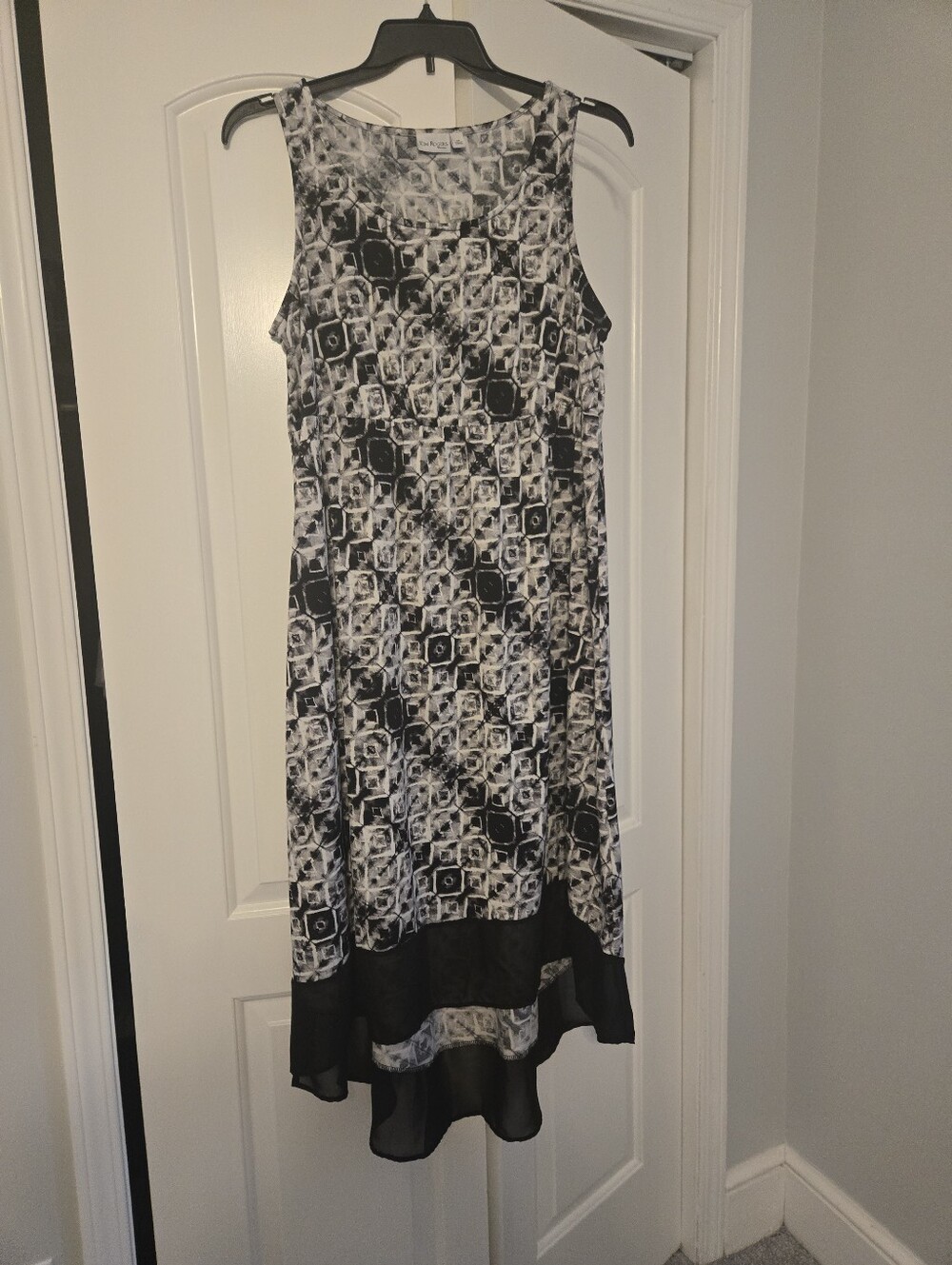 Sleeveless Black and White Patterned Women’s Dress by Kim Rogers
